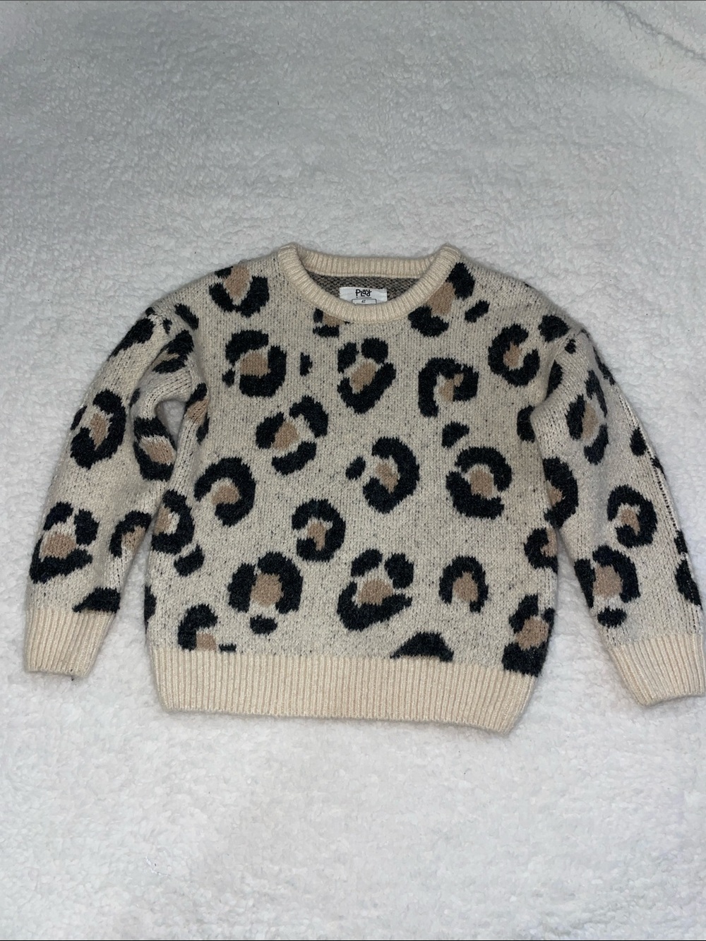 Little Sleepies Cream & Black Leopard Crewneck Sweater
